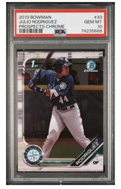 2019 Bowman Chrome Julio Rodriguez Rookie #BCP-33 PSA 10 Gem Mint 1st Bowman - Image 1