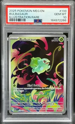 2025 Pokemon Mega Evolution Bulbasaur Illustration Rare #133/132 PSA 10 GEM MINT - Image 1