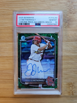 2025 Bowman Chrome JJ WETHERHOLT 1st Auto Green Grass Refractor /99 PSA 10 Pop 4 - Image 1