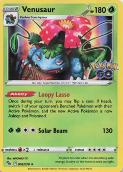 Venusaur Holo Rare Holo 2022 Pokemon GO 003/078 NM - Image 1