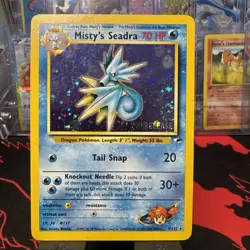 Misty's Seadra 9/132 Prerelease Holo Pokemon Card LP/NM SWIRL - Image 1
