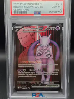 2025 POKEMON DRI EN-DESTINED RIVALS ULTRA RARE TEAM ROCKET'S MEWTWO EX PSA 10 - Image 1