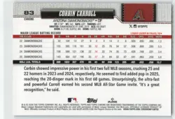 Topps Chrome Baseball 2026 Corbin Carroll Image Variation Card #83 Purple /75 - Image 2