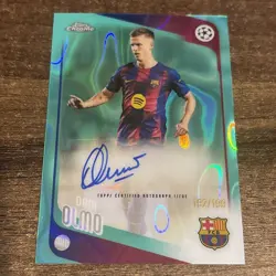 Dani Olmo AUTO /199 Topps UCC Chrome 25/26 FC Barcelona Mint Condition Card - Image 1