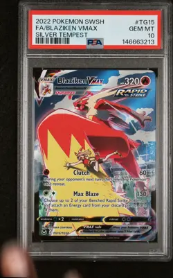 2022 POKEMON SWORD & SHIELD SILVER TEMPEST TG15 FULL ART/BLAZIKEN VMAX PSA 10 - Image 1