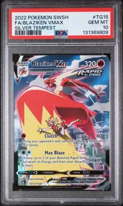 2022 POKEMON SWORD & SHIELD SILVER TEMPEST #TG15 FULL ART/BLAZIKEN VMAX PSA 10 - Image 1