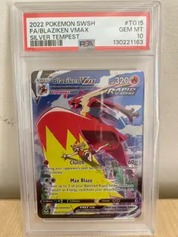 2022 POKEMON SWORD & SHIELD SILVER TEMPEST #TG15 FULL ART/BLAZIKEN VMAX PSA 10 - Image 1