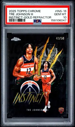 2025-26 Topps Chrome - Instinct Tre Johnson Gold Refractor /50 PSA 10 TRUE GOLD - Image 1