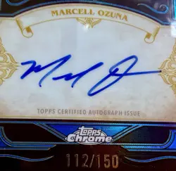 2026 Topps Chrome Marcell Ozuna #IS-MO Ink Strokes Blue On Card Auto /150 - Image 2