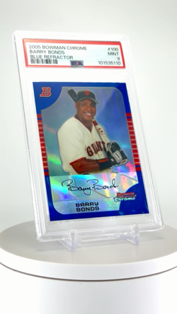 2005 BOWMAN CHROME #100 BARRY BONDS BLUE REFRACTOR /150 GIANTS PSA 9 - Image 2