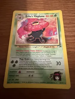 Pokemon Unlimited Edition Gym Heroes Erika's Vileplume 5/132 Holo HP/Damaged - Image 2