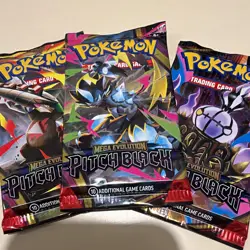 Pokemon TCG Mega Evolution Pitch Black Sealed Booster Packs 3-Pack English 10 - Image 1