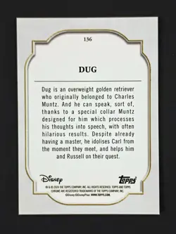 2024 Topps Chrome Sapphire Disney #136 DUG Blue Base UP Pixar Doug Carl Russell - Image 2