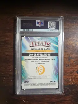 2022 Topps Finest OTE Arrivals Fuchsia /10 Alexandre Sarr PSA 10 Auto SSP Pop 1 - Image 2