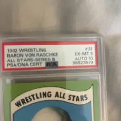 BARON VON RASCHKE 1982 WRESTLING ALL STARS 31 SIGNED INSCRIBED RC PSA 6 AUTO 10 - Image 3