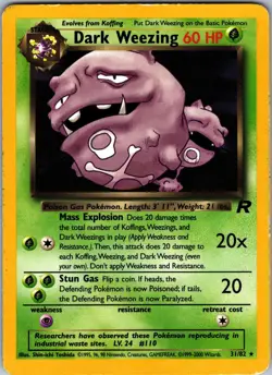 Dark Weezing 31/82 Rare Team Rocket Pokemon Unlimited Heavily Played - Image 1