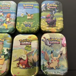 Pokemon Empty Tin Lot of 6 Mini Tins + Pencil Case Tin - Pikachu, Eevee, Bulba - Image 3