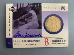 Don Newcombe 2001 Upper Deck Legends Of New York Autograph &Game Used Bat Card. - Image 1
