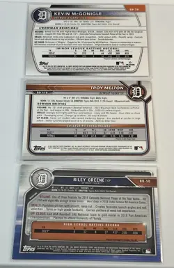 Troy Melton,Kevin McGonigle,Riley Greene 1st Bowman Draft 3 card Rookie Lot 🔥 - Image 2