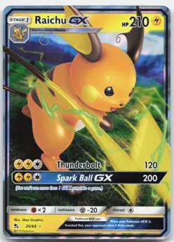 Raichu GX 20/68 Holo GX Rare Hidden Fates Pokemon Near Mint - Image 1