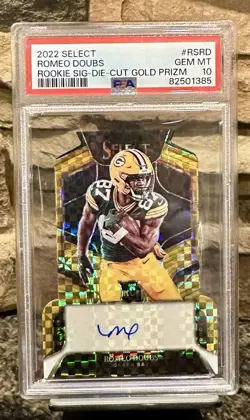 2022 Select Romeo Doubs Rookie Die Cut Auto /10 PSA 10 - Image 1