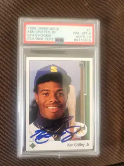 1989 Upper Deck - Star Rookie Ken Griffey Jr #1 (RC) PSA 8 Auto 10 - Image 1