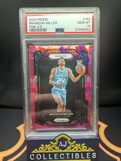 2023 Brandon Miller (RC) PSA 10 Prizm Pink Cracked Ice Rookie #152 - Image 1