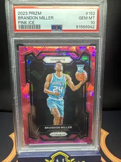 2023 Brandon Miller (RC) PSA 10 Prizm Pink Cracked Ice Rookie #152 - Image 3