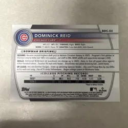 2025 Bowman Draft - Chrome Dominick Reid #BDC-53 Black Mojo Refractor /10 (RC) - Image 2