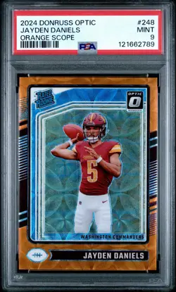 2024 Panini Donruss Optic Jayden Daniels Rookie Orange Scope /79 PSA 9 SP RARE - Image 1