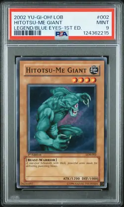 2002 YU-GI-OH! LOB-LEGEND OF BLUE EYES WHITE DRAGON #002 HITOTSU-ME GIANT PSA 9 - Image 1