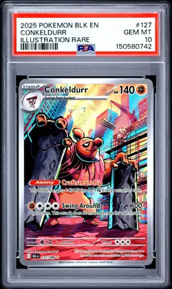 Pokemon Conkeldurr Sv: Black Bolt 127/086 Illustration Rare Holo PSA 10 low pop - Image 1