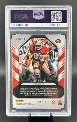 2020 Panini Prizm #HOF8 JERRY RICE Hall of Fame GOLD MOJO /10 PSA 10 GEM Pop 2 - Image 2