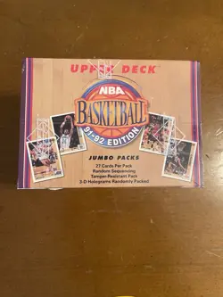 1991 Upper Deck Basketball Sealed Low Series Jumbo Wax Pack Box 20 Packs - Image 1