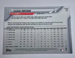 Shohei Ohtani 2020 Topps Chrome Base Card #21 - Image 2