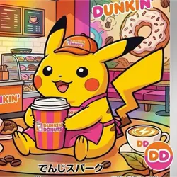 Nintendo Pokemon custom art Pikachu Dunkin Donuts Promo Holo JP 2025 001/S-P - Image 1