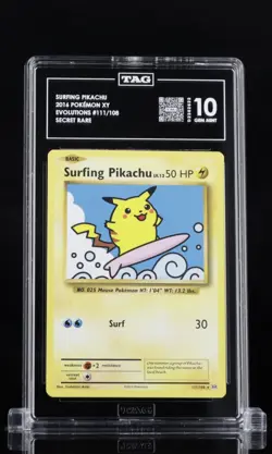 2016 Surfing Pikachu 111/108 XY Evolutions TAG 10 PSA 10 Pokemon TCG Low Pop! - Image 1