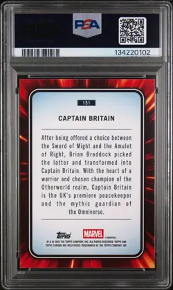 2025 Topps Chrome Marvel Sapphire Edition Captain Britain #151 PSA 10 - Image 2