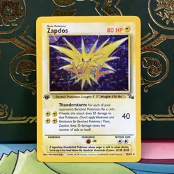 Pokemon 1999 Zapdos Fossil 1st Edition Error Corner 15/62 Holo Rare LP + NM - - Image 1