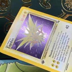 Pokemon 1999 Zapdos Fossil 1st Edition Error Corner 15/62 Holo Rare LP + NM - - Image 5