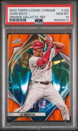 2022 TOPPS COSMIC CHROME #128 JUAN SOTO ORANGE GALACTIC REFRACTOR #/25 PSA 10 - Image 1