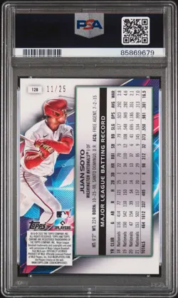 2022 TOPPS COSMIC CHROME #128 JUAN SOTO ORANGE GALACTIC REFRACTOR #/25 PSA 10 - Image 2