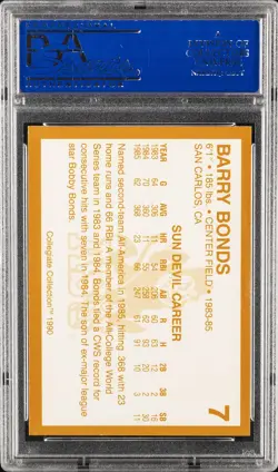 1990 ARIZONA STATE COLLEGE COLL. #7 BARRY BONDS PSA 10 - Image 2