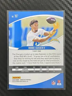 2025 Panini Absolute Oronde Gadsden #167 RC Los Angeles Chargers - Image 2