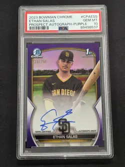 2023 Bowman Chrome ETHAN SALAS 1st Bowman Auto Purple Refractor /250 PSA 10 - Image 1