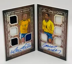 Ronaldo Nazario & Roberto Carlos Dual Auto Match Worn Patches Booklet /10 Brazil - Image 1