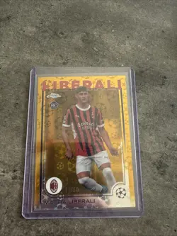 Topps Chrome 2024-25 Mattia Liberali Gold Logofractor /50 Rookie Card - Image 1