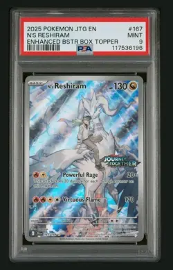 Ns Reshiram Stamped Promo PSA 9 2025 Pokemon Journey Together Box Topper - Image 1