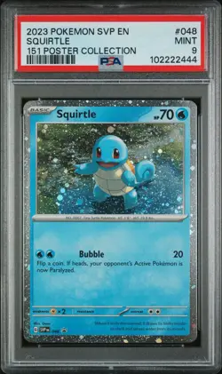 2023 POKEMON SVP EN-SV BLACK STAR PROMO 151 POSTER COLL #048 SQUIRTLE PSA 9 - Image 1