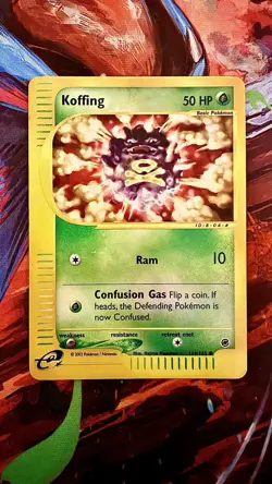 Pokemon Koffing 114/165 Expedition Reverse Holo LP 2002 E-Reader Vintage - Image 1
